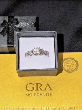 GRA Moissanite Ring Silver Wedding